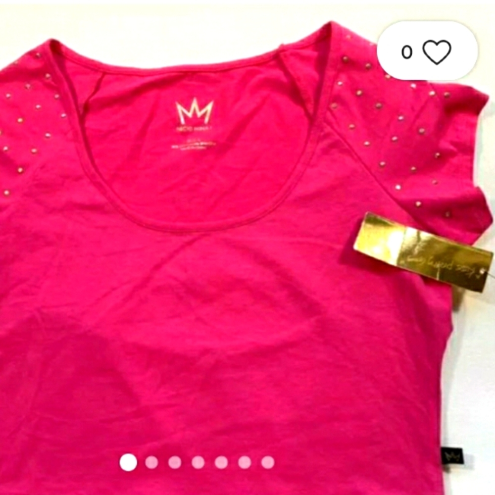 Nicki minaj pink studded short sleeve shirt
